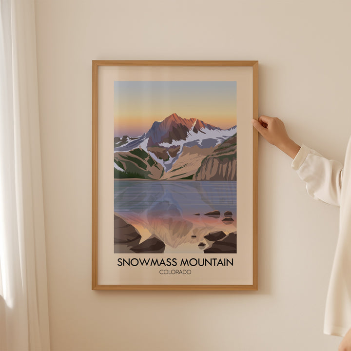 Snowmass Mountain Colorado USA Travel Poster