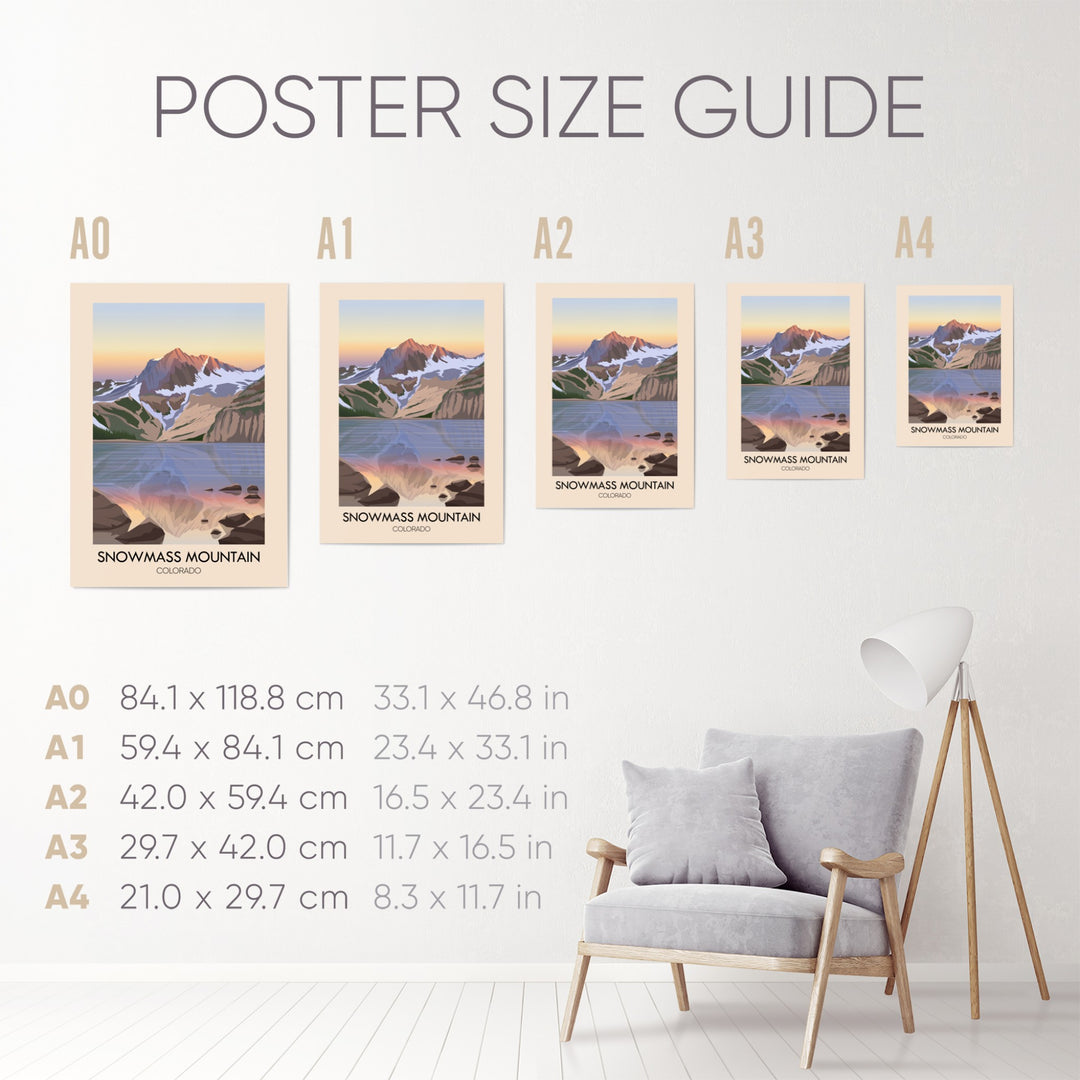Snowmass Mountain Colorado USA Travel Poster