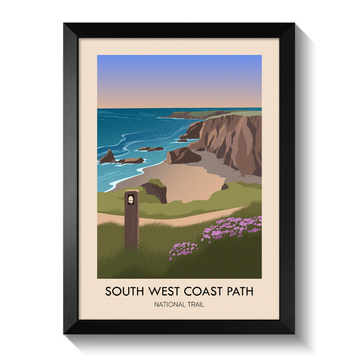 South West Coast Path National Trail Modern Travel Poster