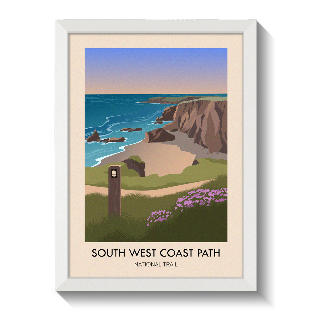 South West Coast Path National Trail Modern Travel Poster