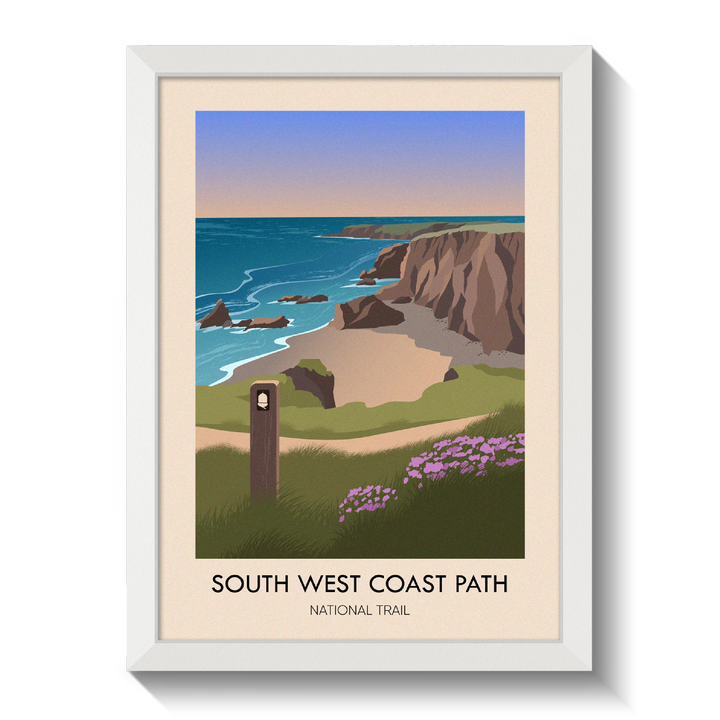 South West Coast Path National Trail Modern Travel Poster