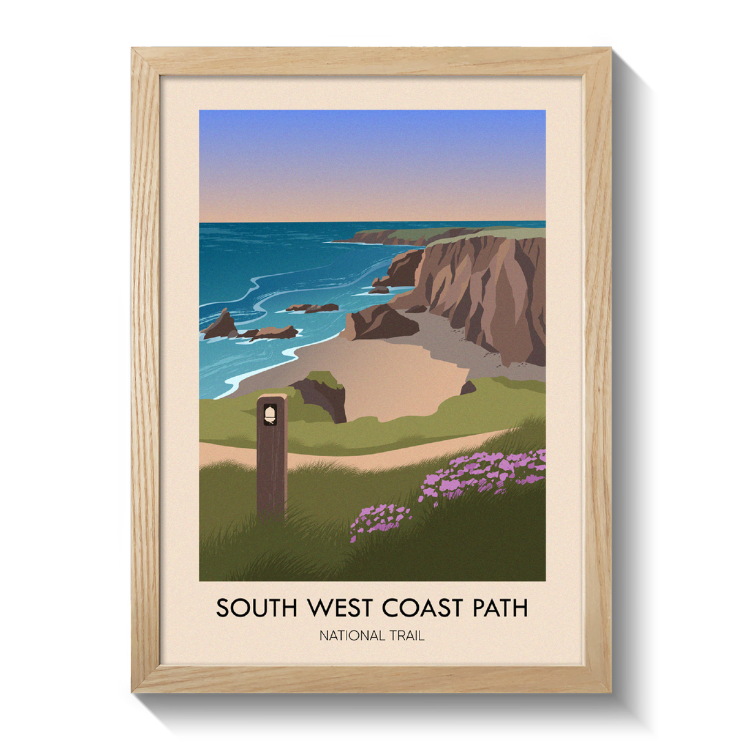 South West Coast Path National Trail Modern Travel Poster