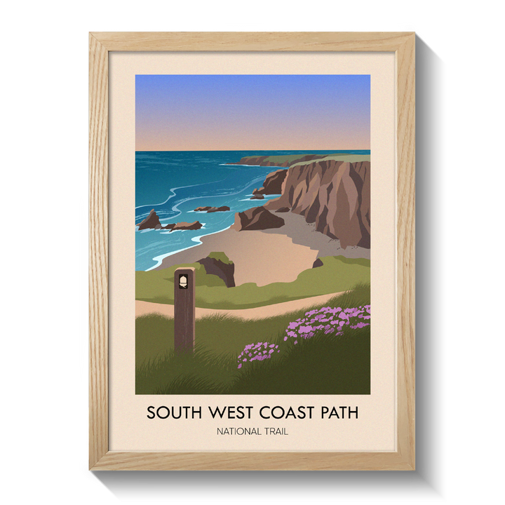 South West Coast Path National Trail Modern Travel Poster