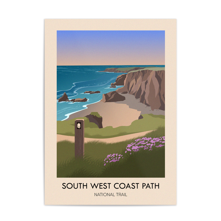 South West Coast Path National Trail Modern Travel Poster