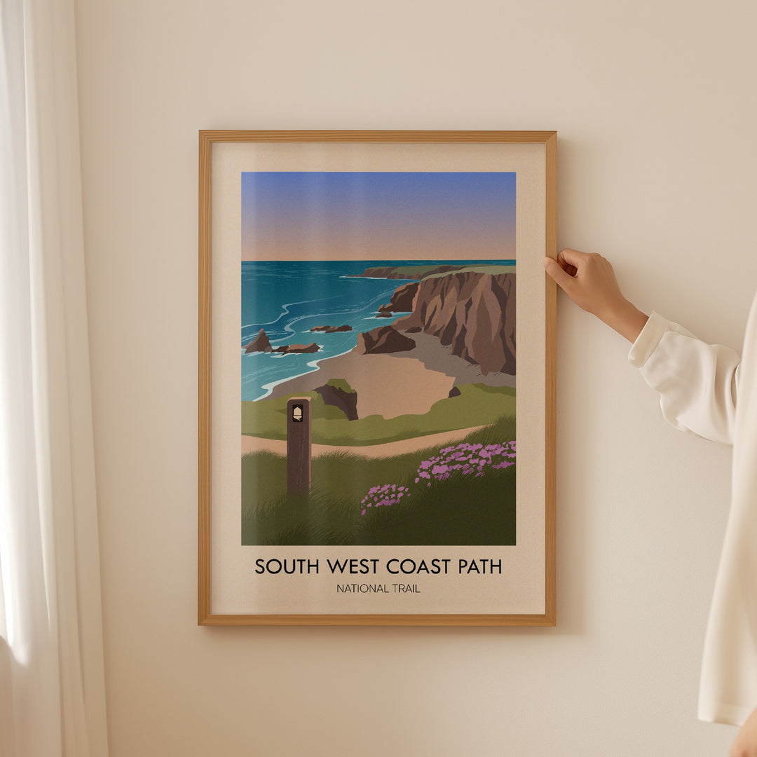 South West Coast Path National Trail Modern Travel Poster