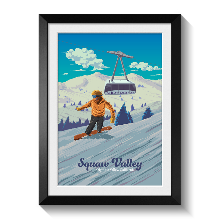 Squaw Valley California Snowboarding Travel Poster