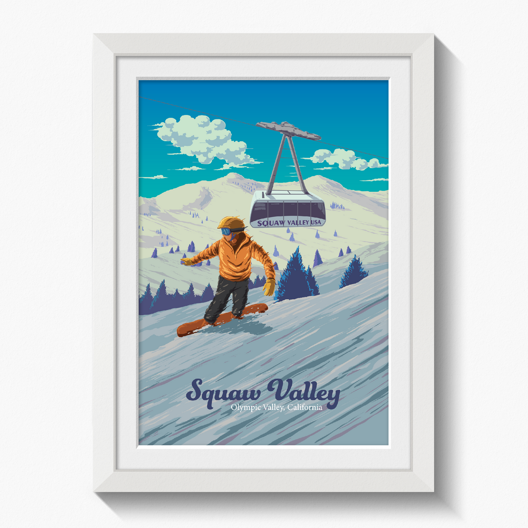 Squaw Valley California Snowboarding Travel Poster