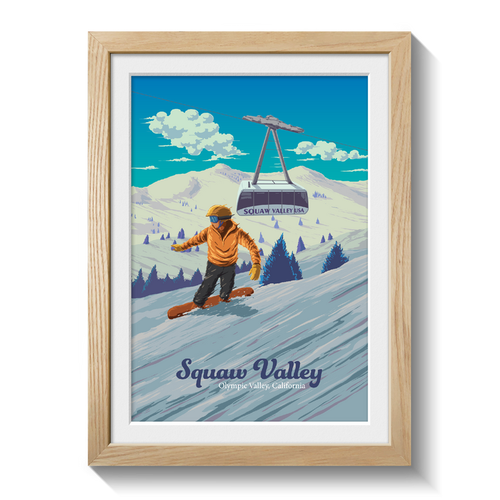 Squaw Valley California Snowboarding Travel Poster