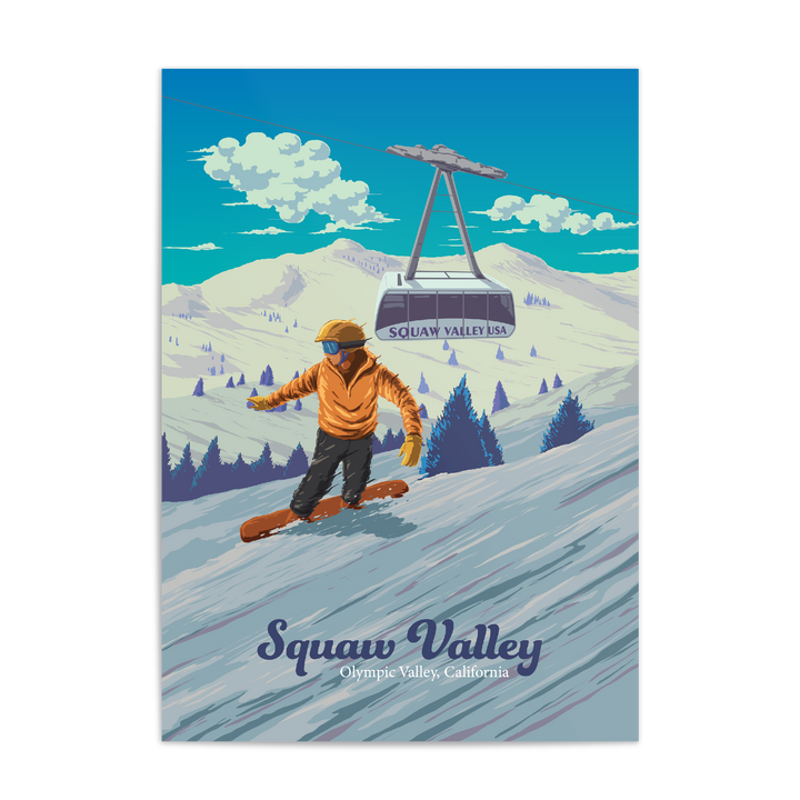 Squaw Valley California Snowboarding Travel Poster