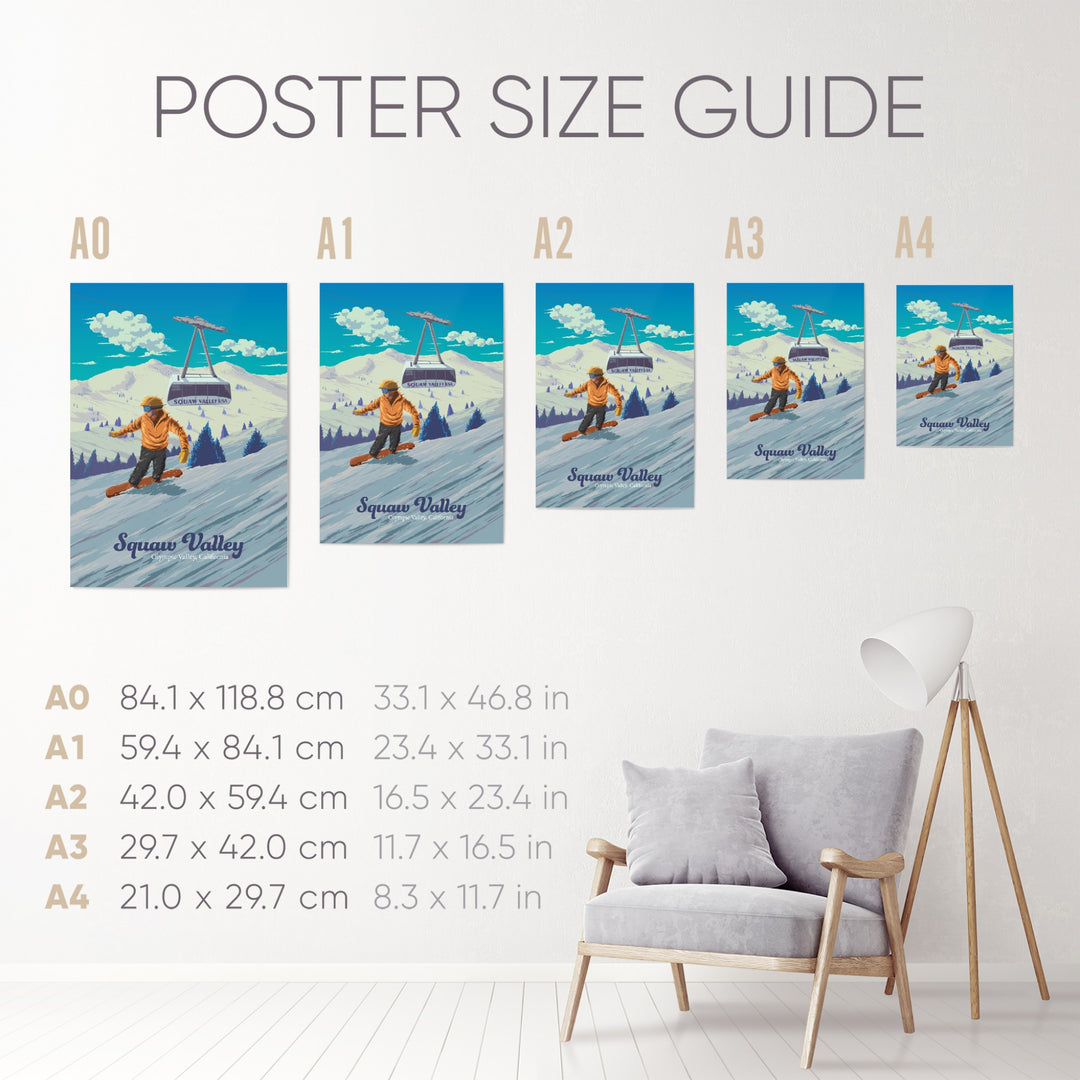 Squaw Valley California Snowboarding Travel Poster
