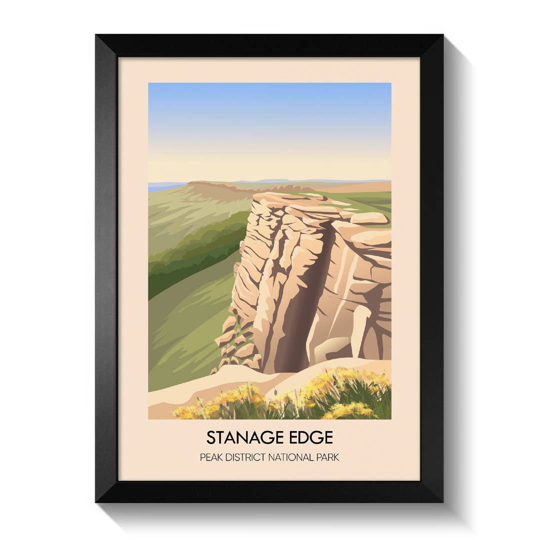 Stanage Edge Peak District National Park Travel Poster