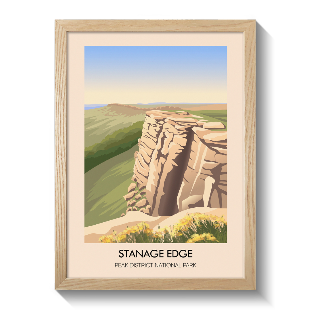 Stanage Edge Peak District National Park Travel Poster