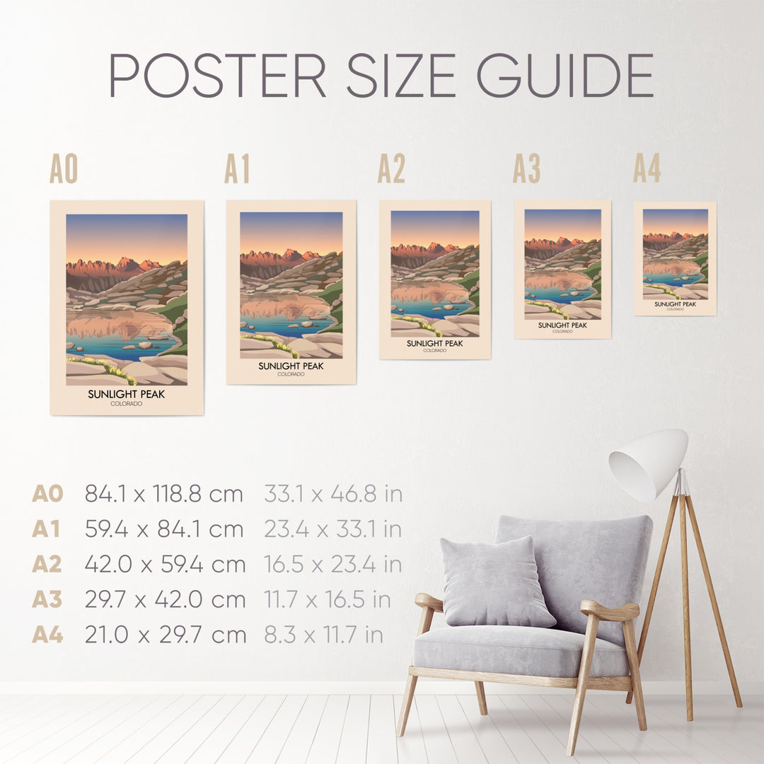 Sunlight Peak Colorado USA Travel Poster