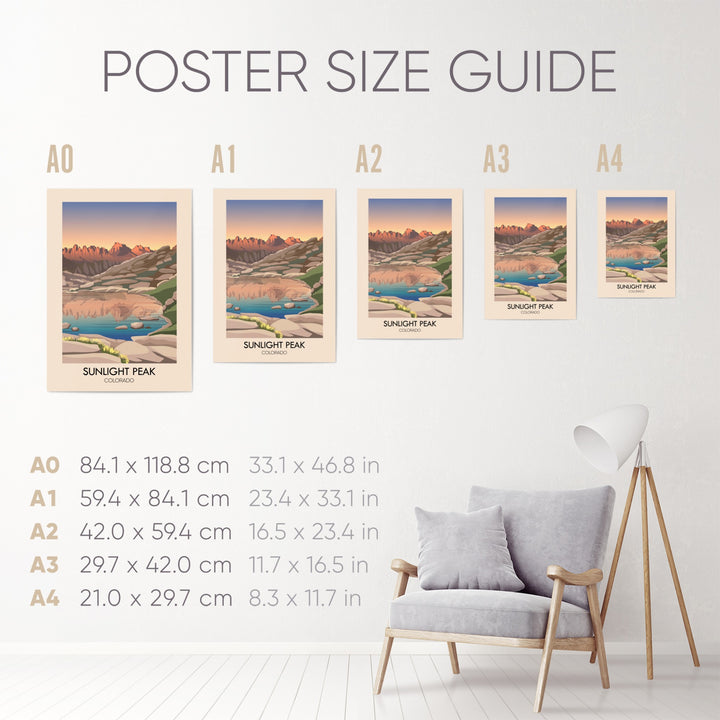 Sunlight Peak Colorado USA Travel Poster