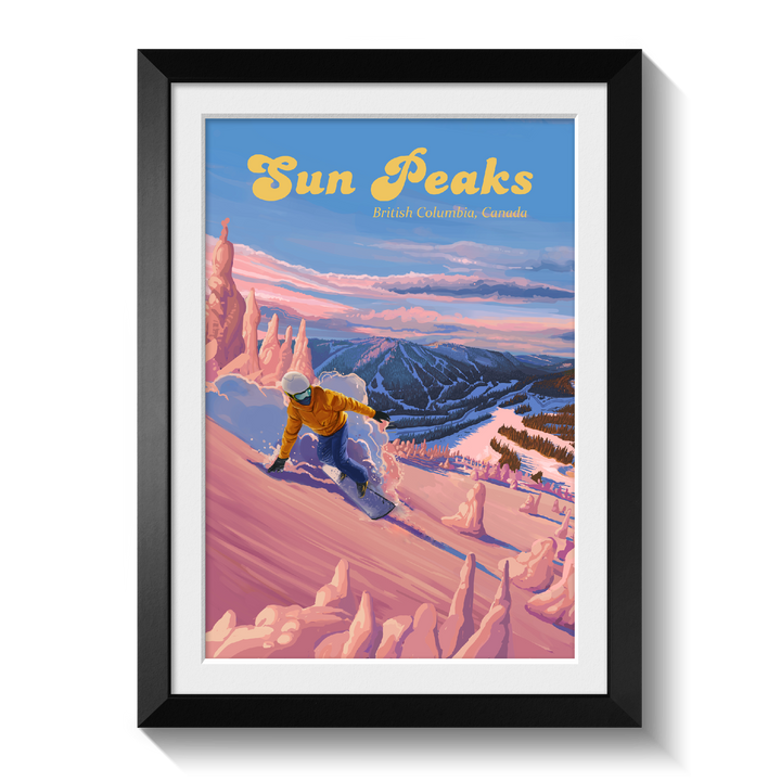 Sun Peaks British Columbia Canada Snowboarding Travel Poster