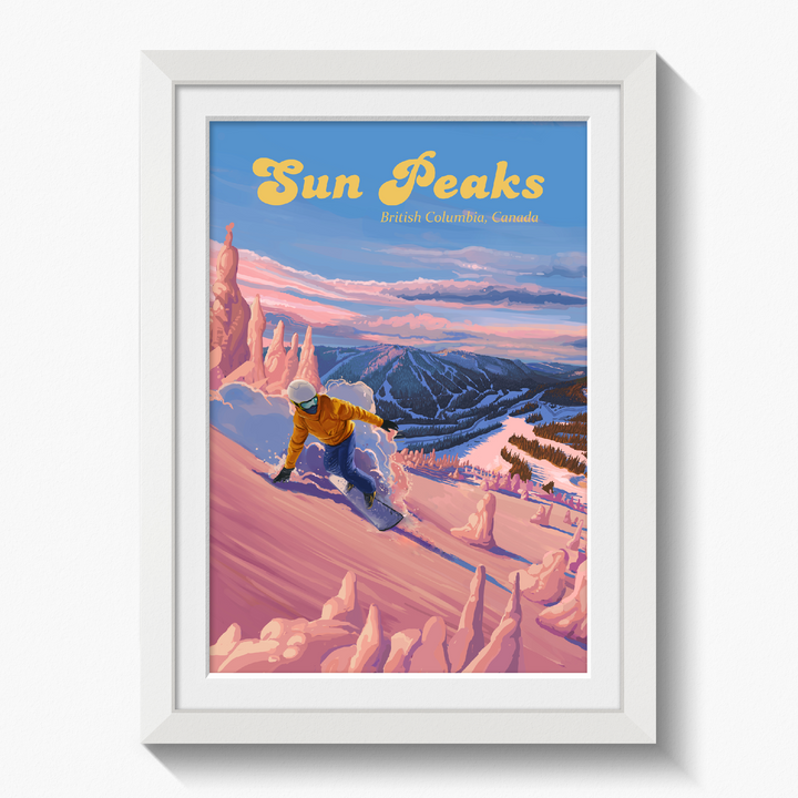 Sun Peaks British Columbia Canada Snowboarding Travel Poster