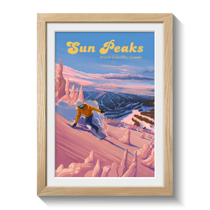 Sun Peaks British Columbia Canada Snowboarding Travel Poster