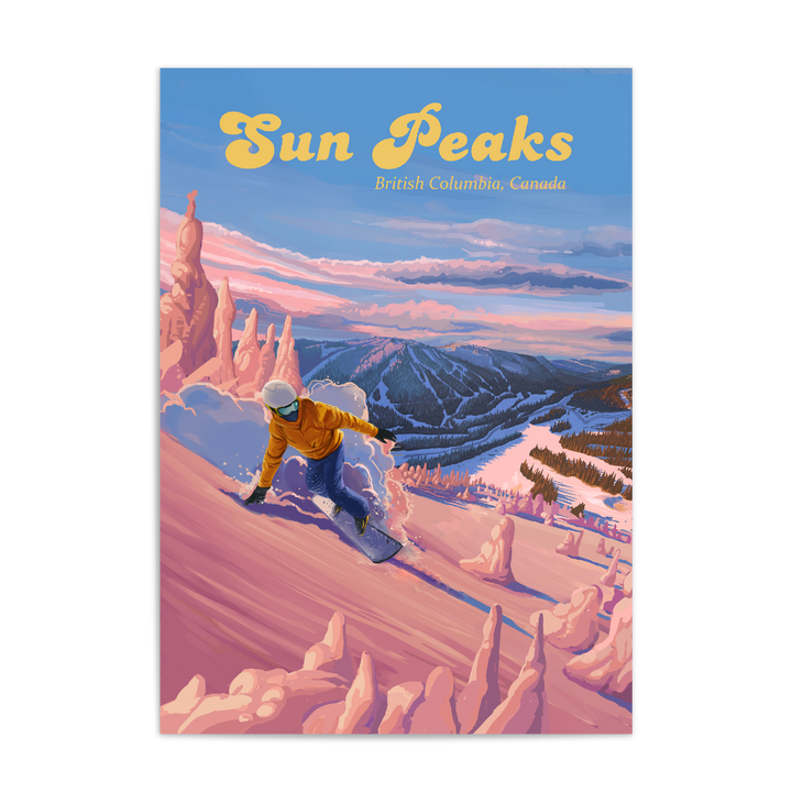 Sun Peaks British Columbia Canada Snowboarding Travel Poster