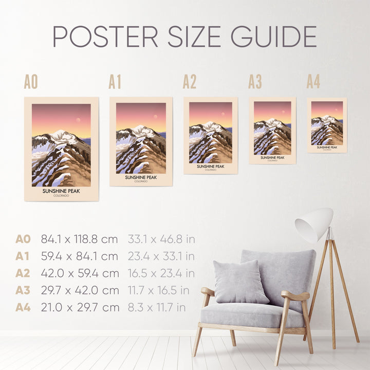 Sunshine Peak Colorado USA Travel Poster