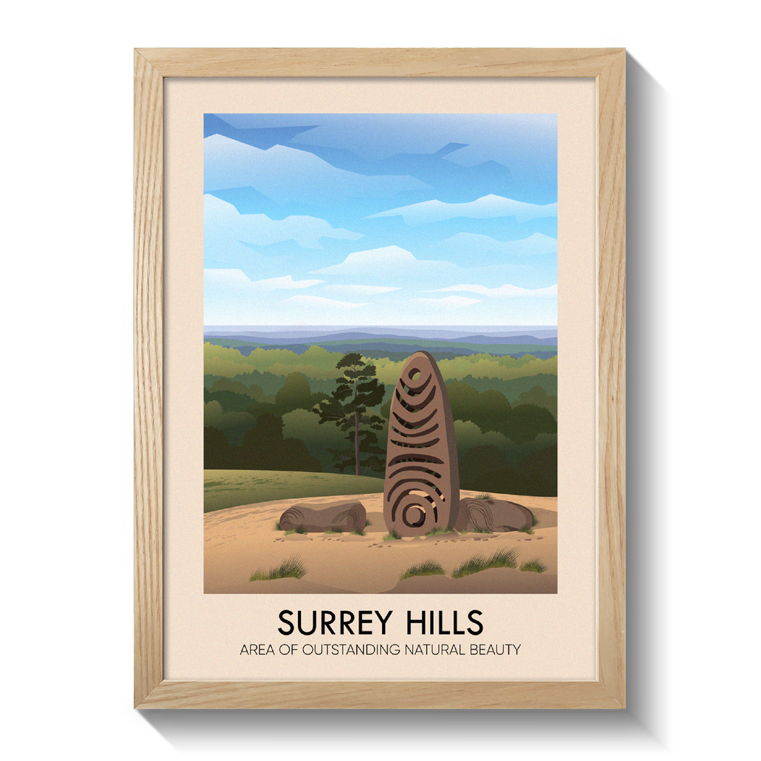 Surrey Hills AONB Travel Poster