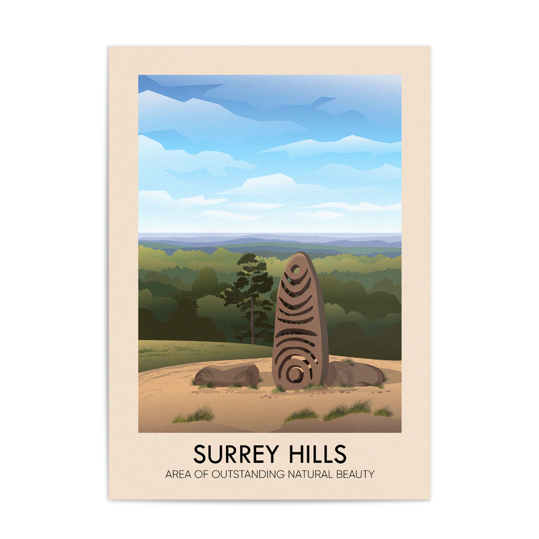 Surrey Hills AONB Travel Poster