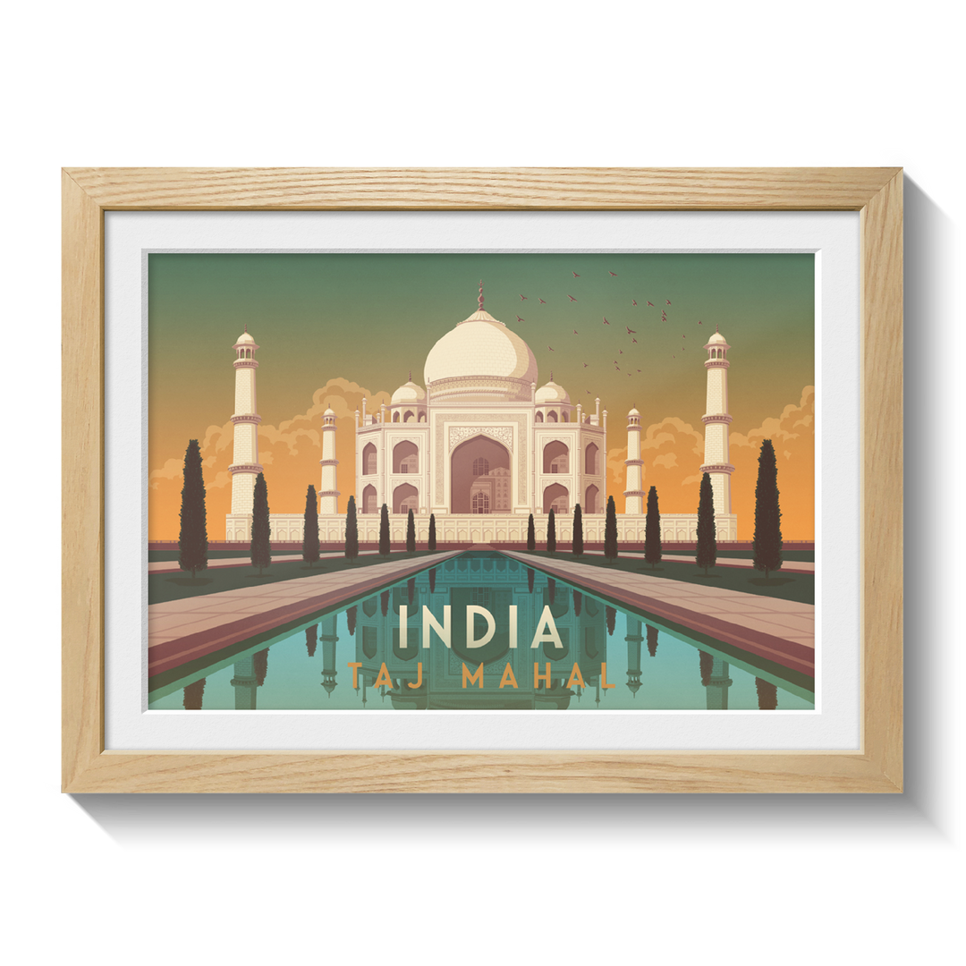 India Taj Mahal Travel Poster