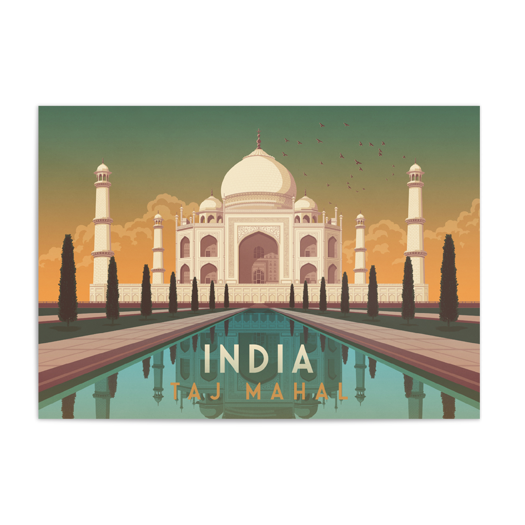 India Taj Mahal Travel Poster