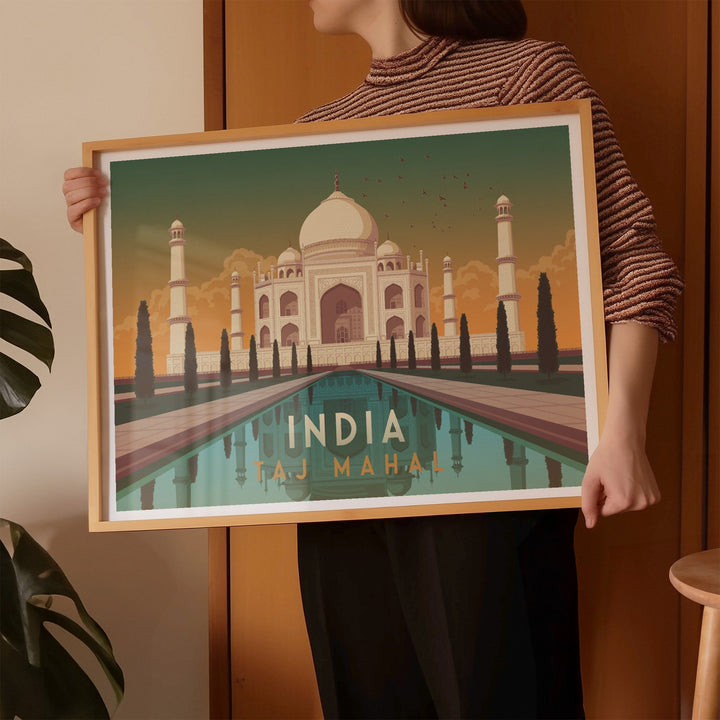 India Taj Mahal Travel Poster
