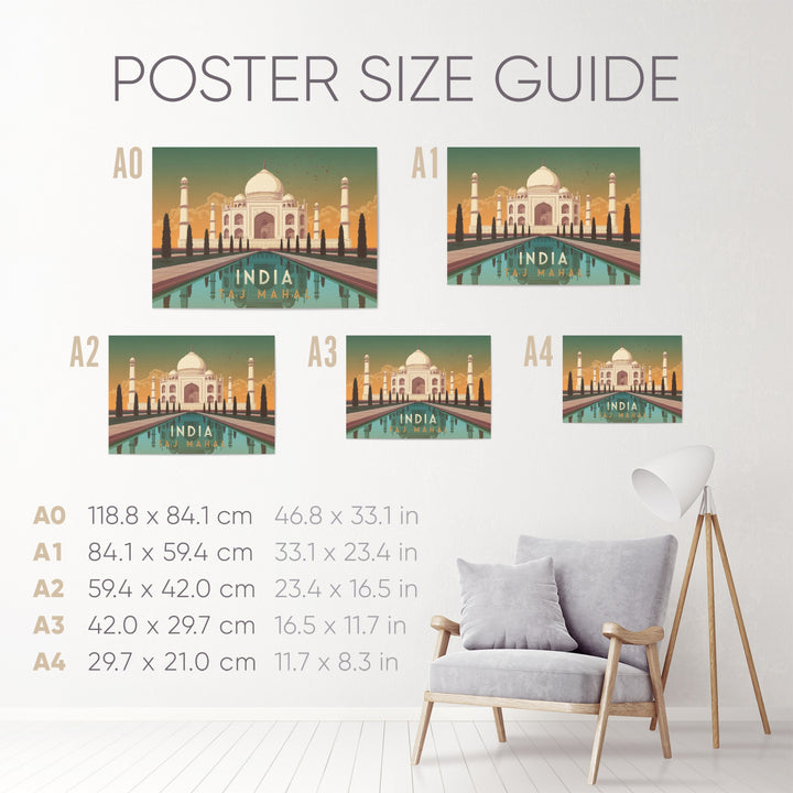 India Taj Mahal Travel Poster