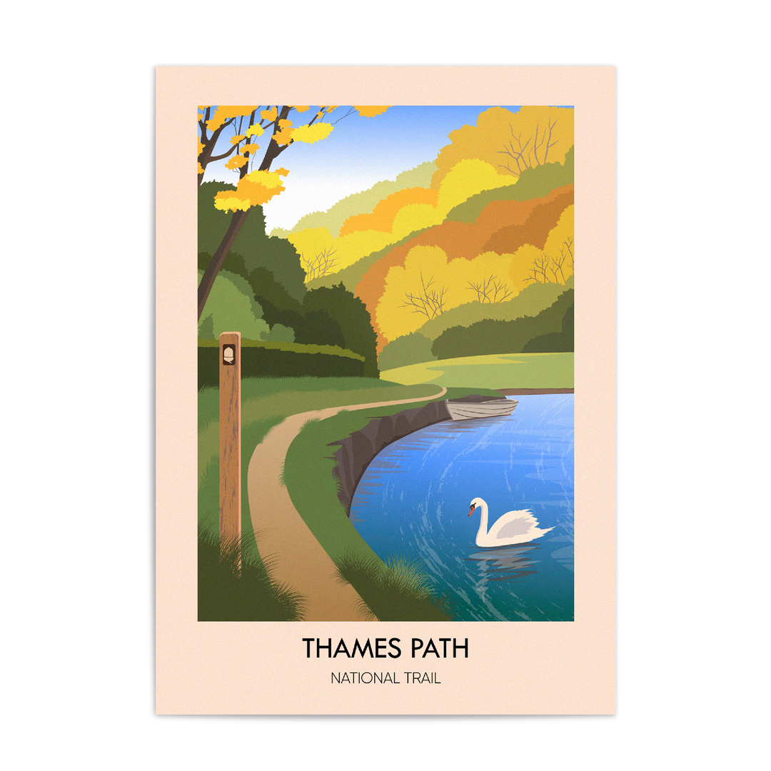 Thames Path National Trail Modern Travel Poster
