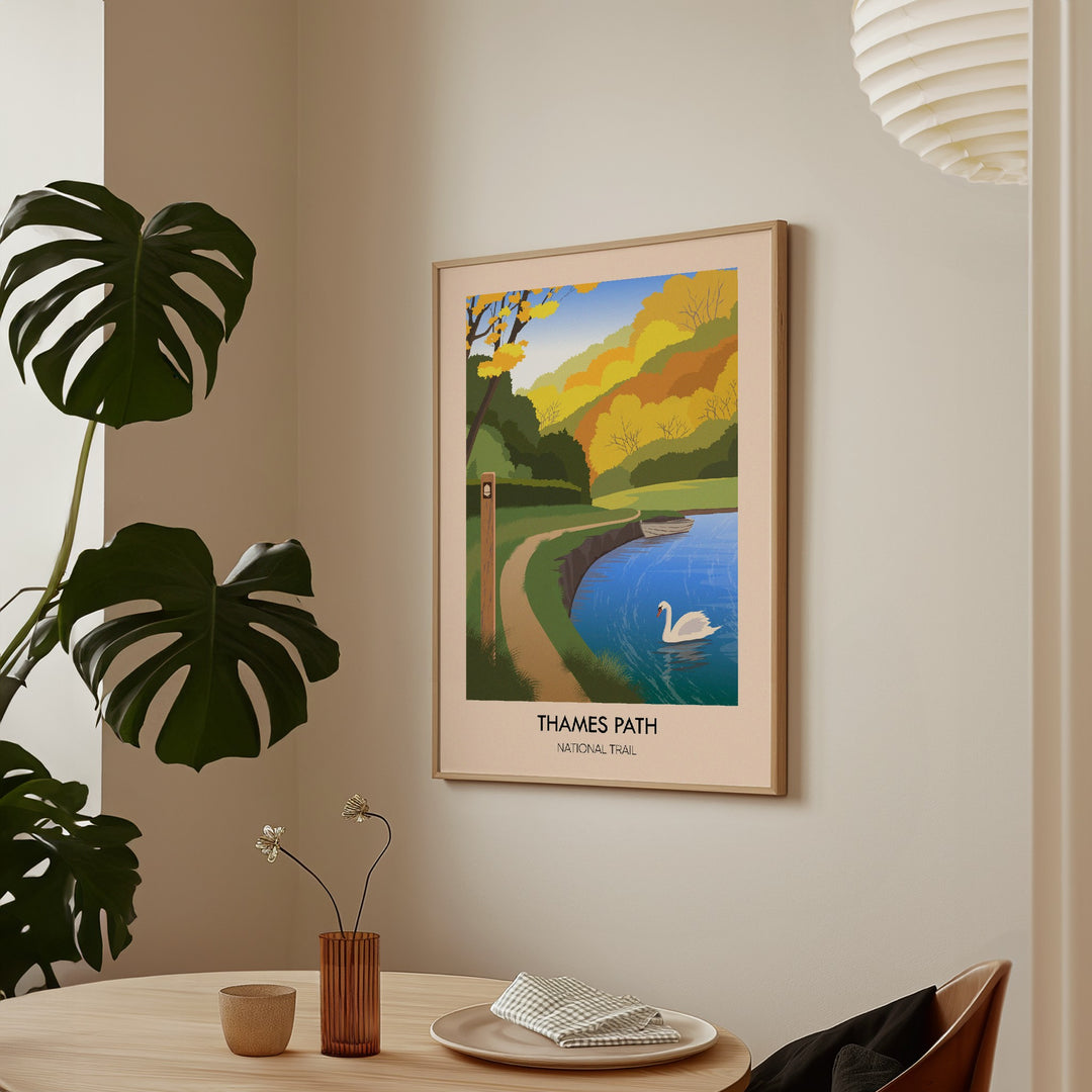 Thames Path National Trail Modern Travel Poster