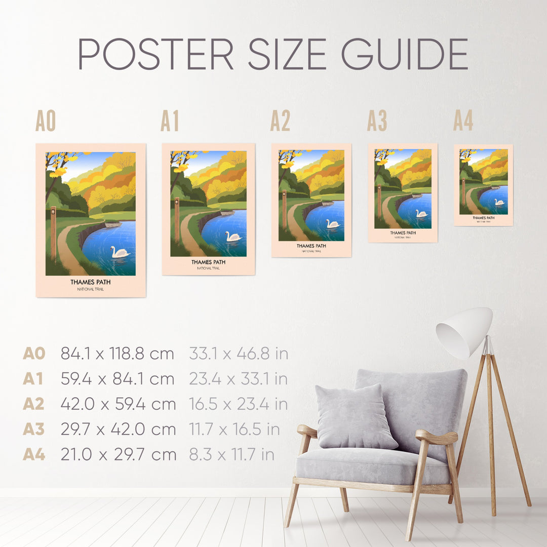 Thames Path National Trail Modern Travel Poster