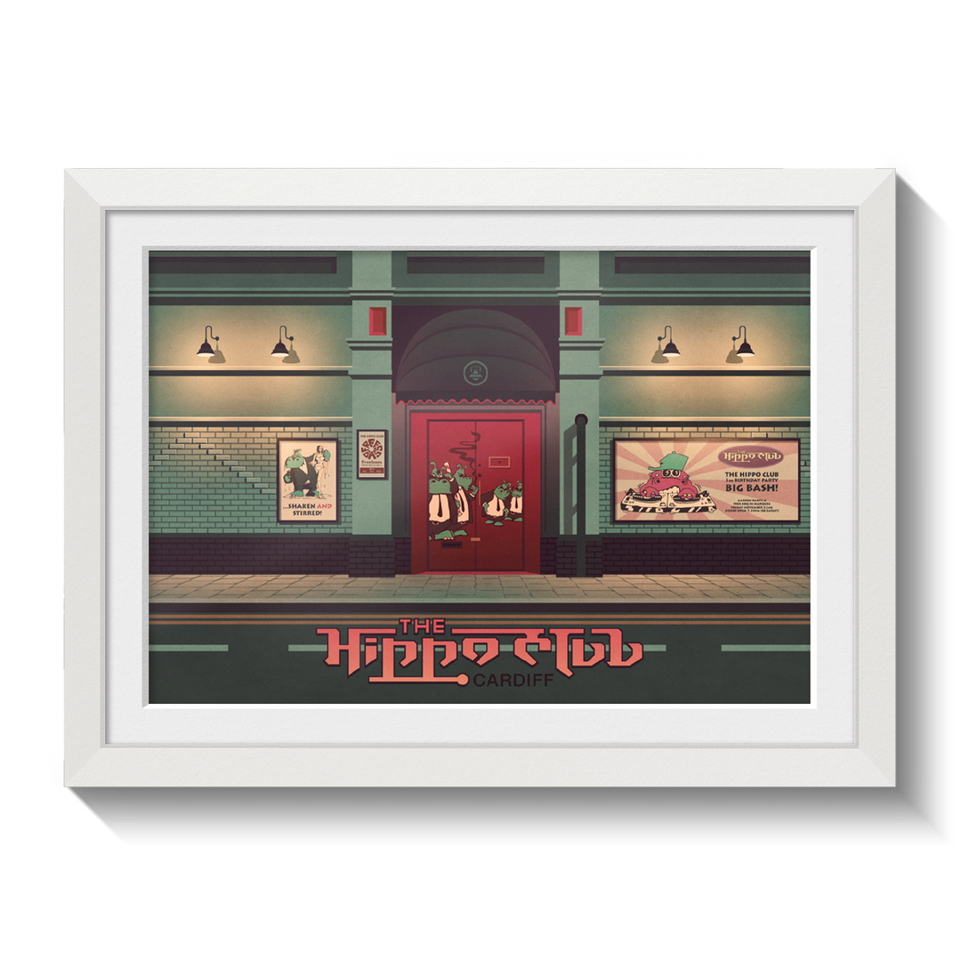 The Hippo Club Cardiff Travel Poster