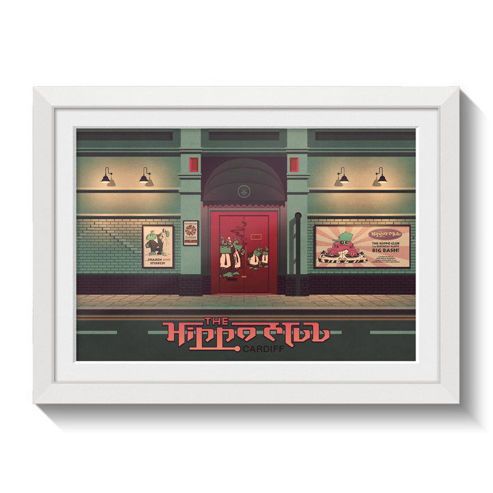 The Hippo Club Cardiff Travel Poster