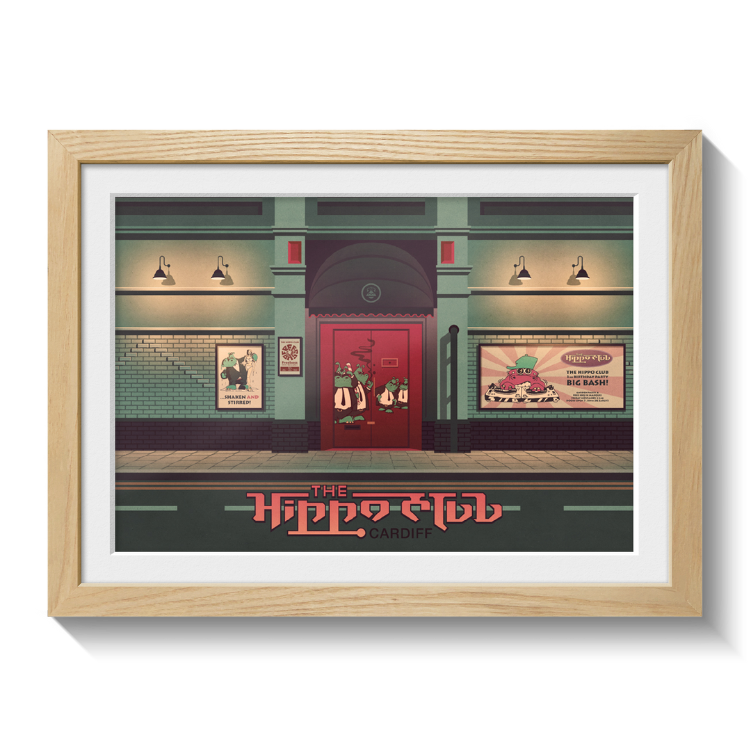 The Hippo Club Cardiff Travel Poster