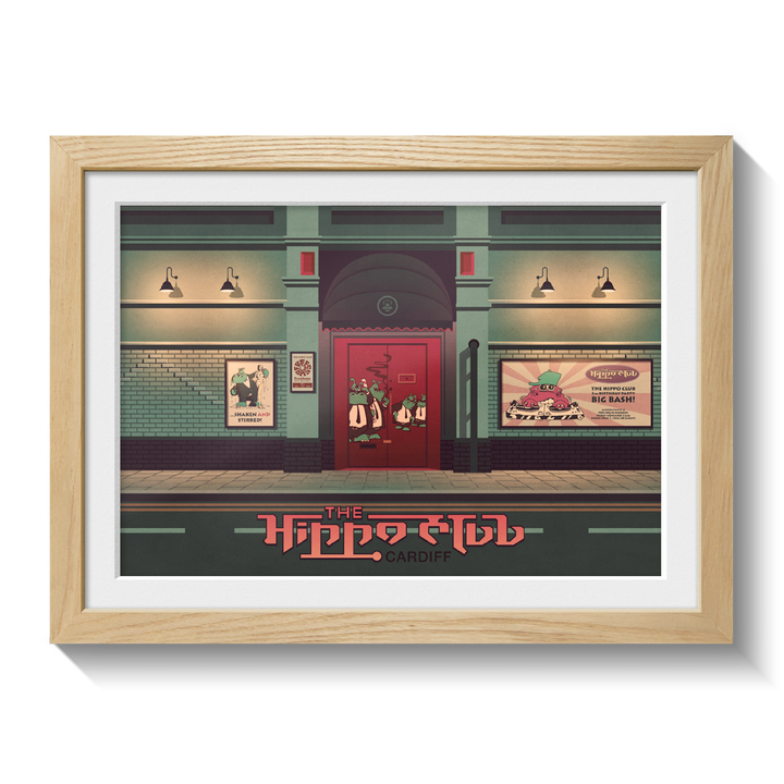The Hippo Club Cardiff Travel Poster