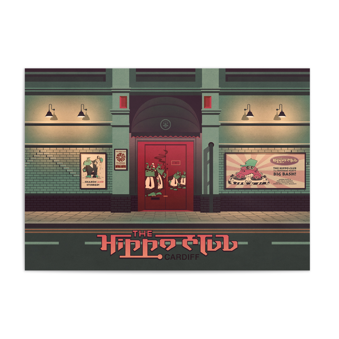 The Hippo Club Cardiff Travel Poster