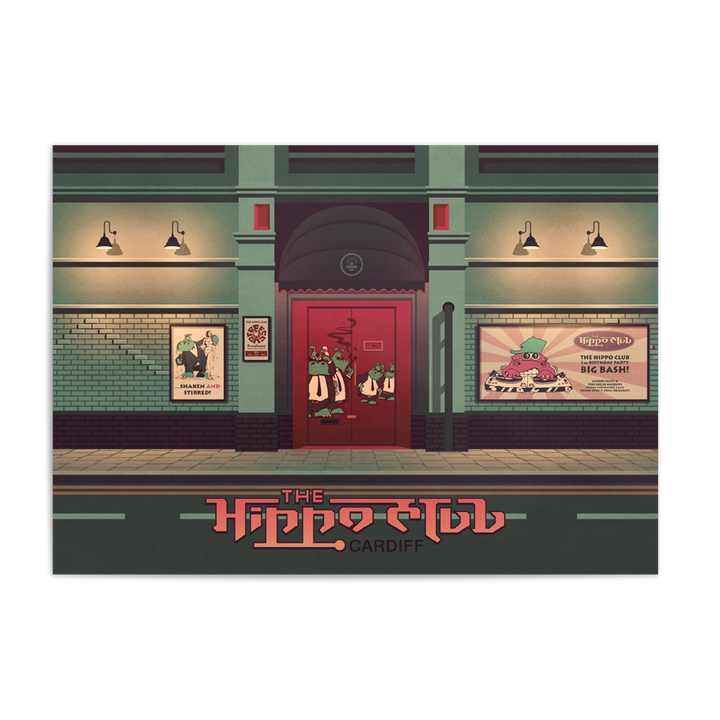 The Hippo Club Cardiff Travel Poster