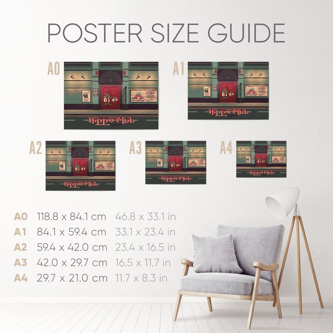 The Hippo Club Cardiff Travel Poster