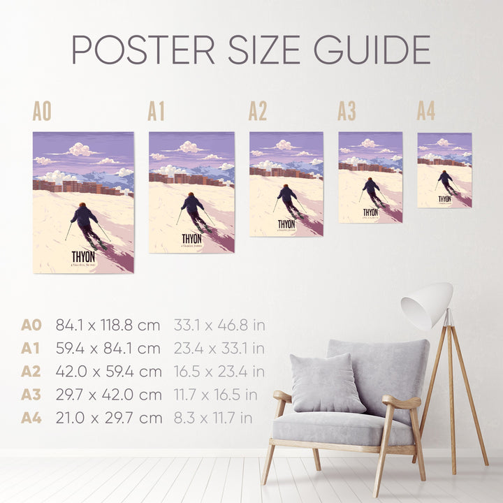 Thyon Switzerland Ski Resort Travel Poster