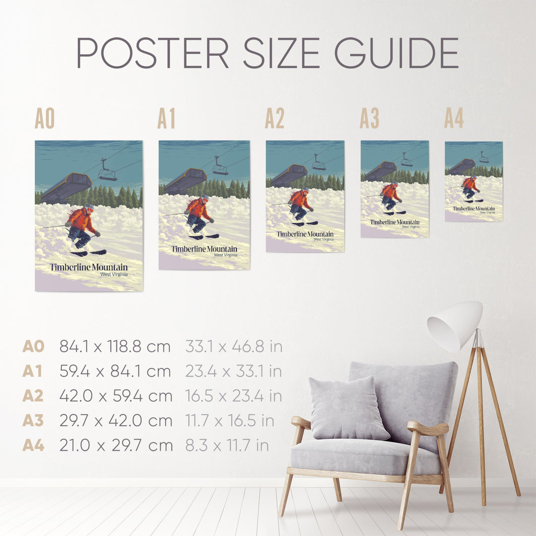 Timberline Mountain West Virginia USA Ski Resort Travel Poster