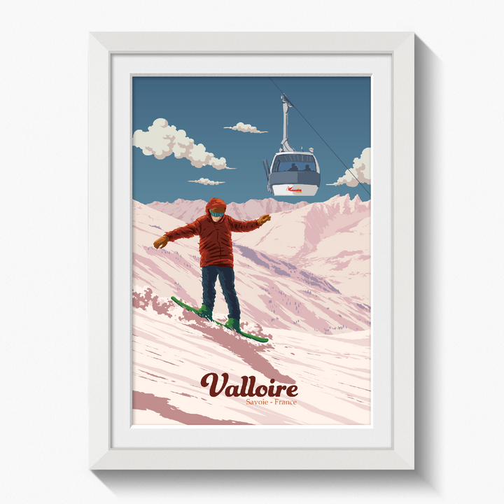 Valloire Snowboarding Travel Poster