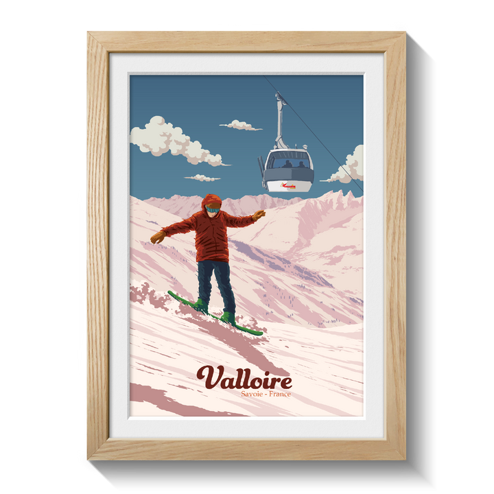 Valloire Snowboarding Travel Poster