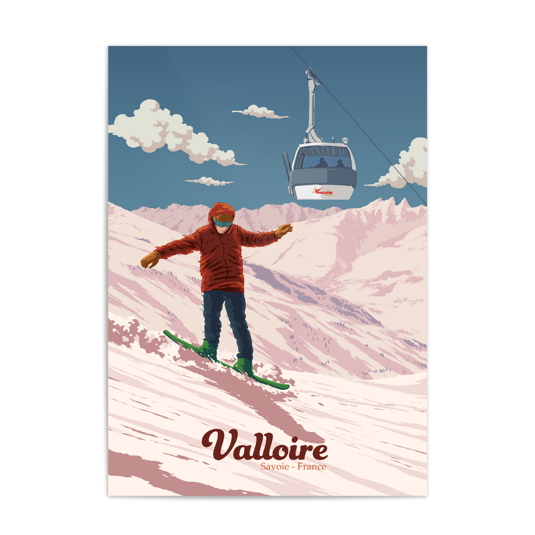 Valloire Snowboarding Travel Poster
