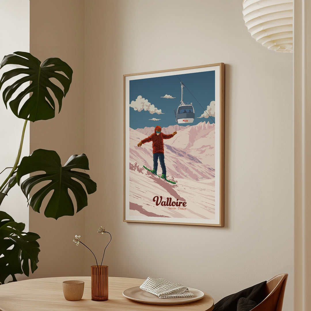 Valloire Snowboarding Travel Poster