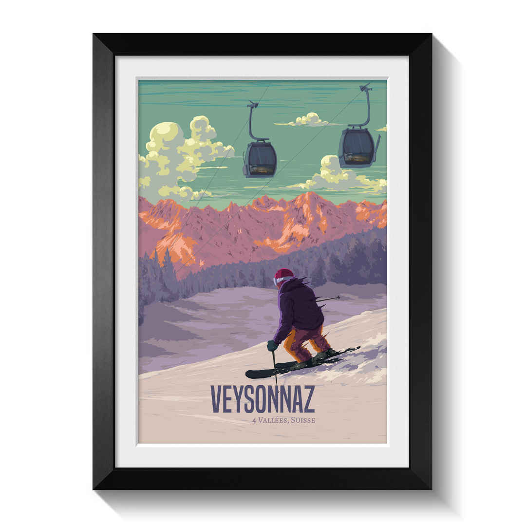 Veysonnaz Switzerland Ski Resort Travel Poster