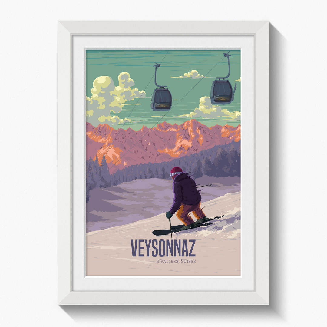 Veysonnaz Switzerland Ski Resort Travel Poster