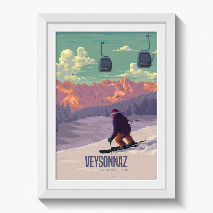 Veysonnaz Switzerland Ski Resort Travel Poster