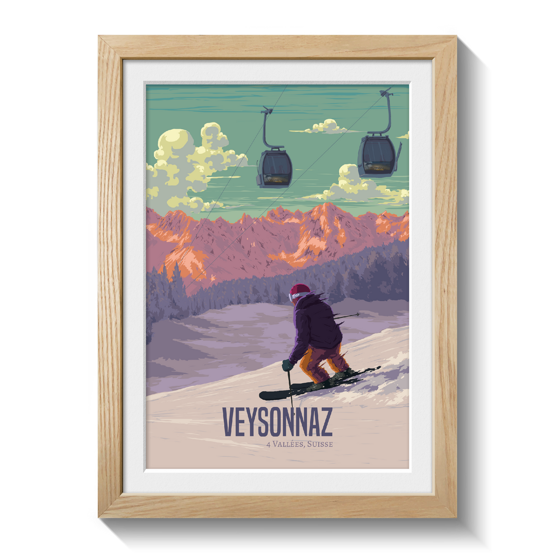 Veysonnaz Switzerland Ski Resort Travel Poster