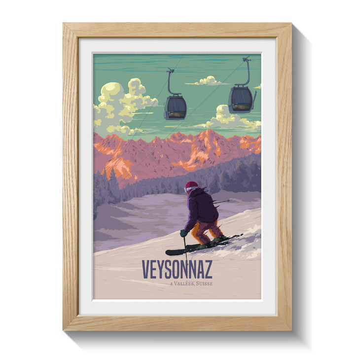 Veysonnaz Switzerland Ski Resort Travel Poster